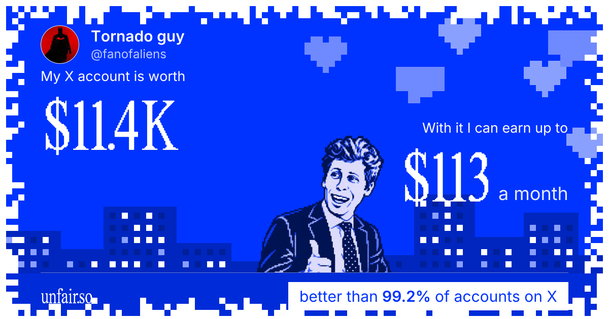 Tornado guy's X account can earn up to $111 a month