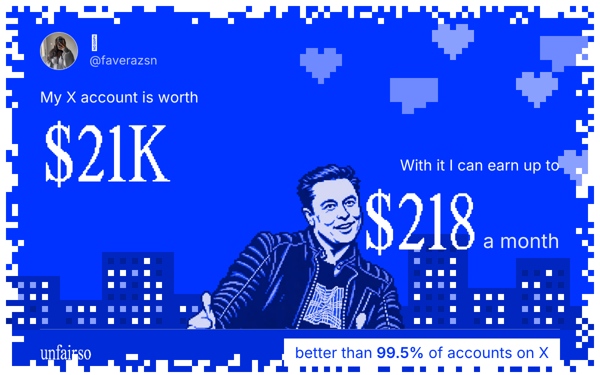 ๐'s X account can earn up to $218 a month
