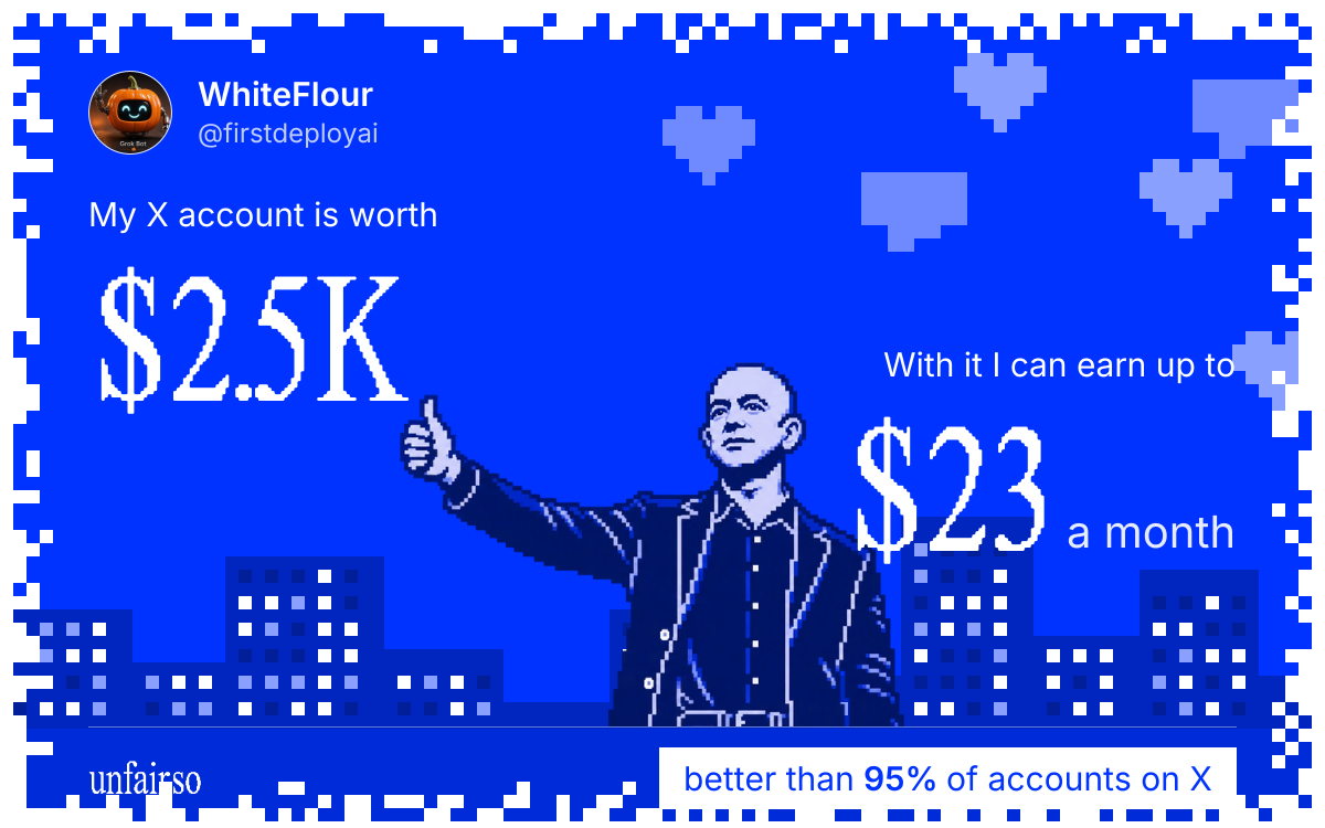 WhiteFlour's X account can earn up to $23 a month