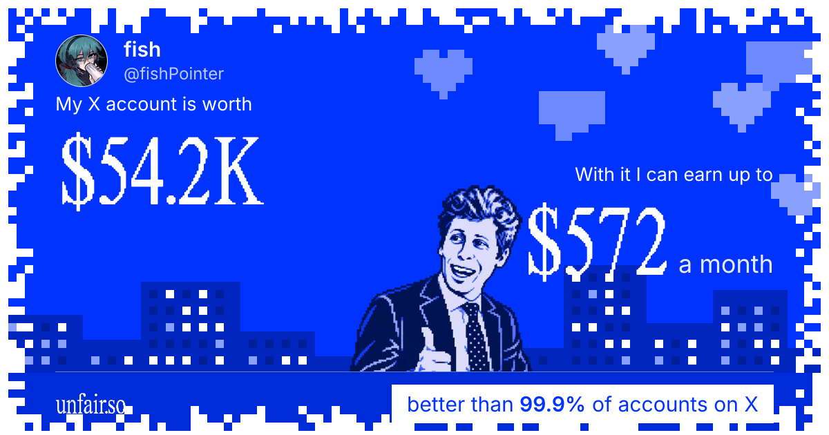 fish's X account can earn up to $572 a month