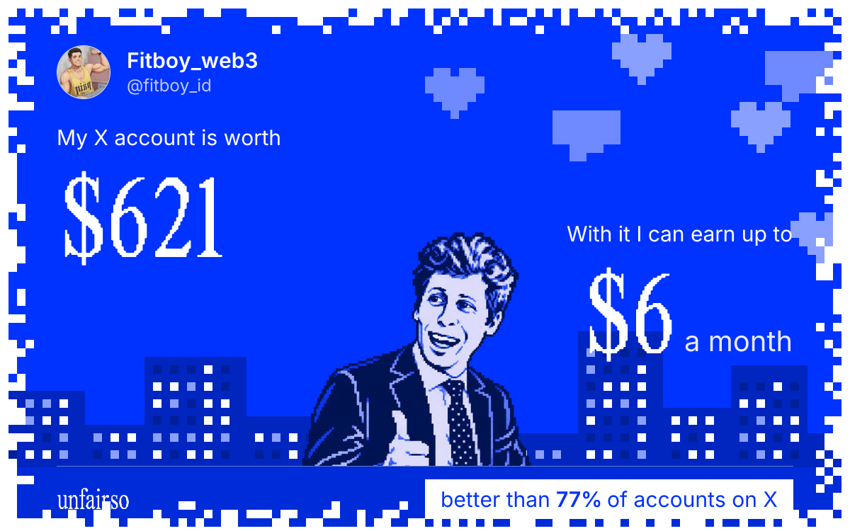 Fitboy_web3's X account can earn up to $6 a month