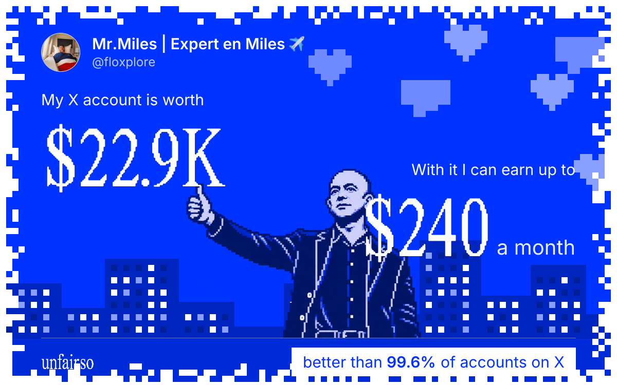 Mr.Miles | Expert en Miles ✈️'s X account can earn up to $240 a month