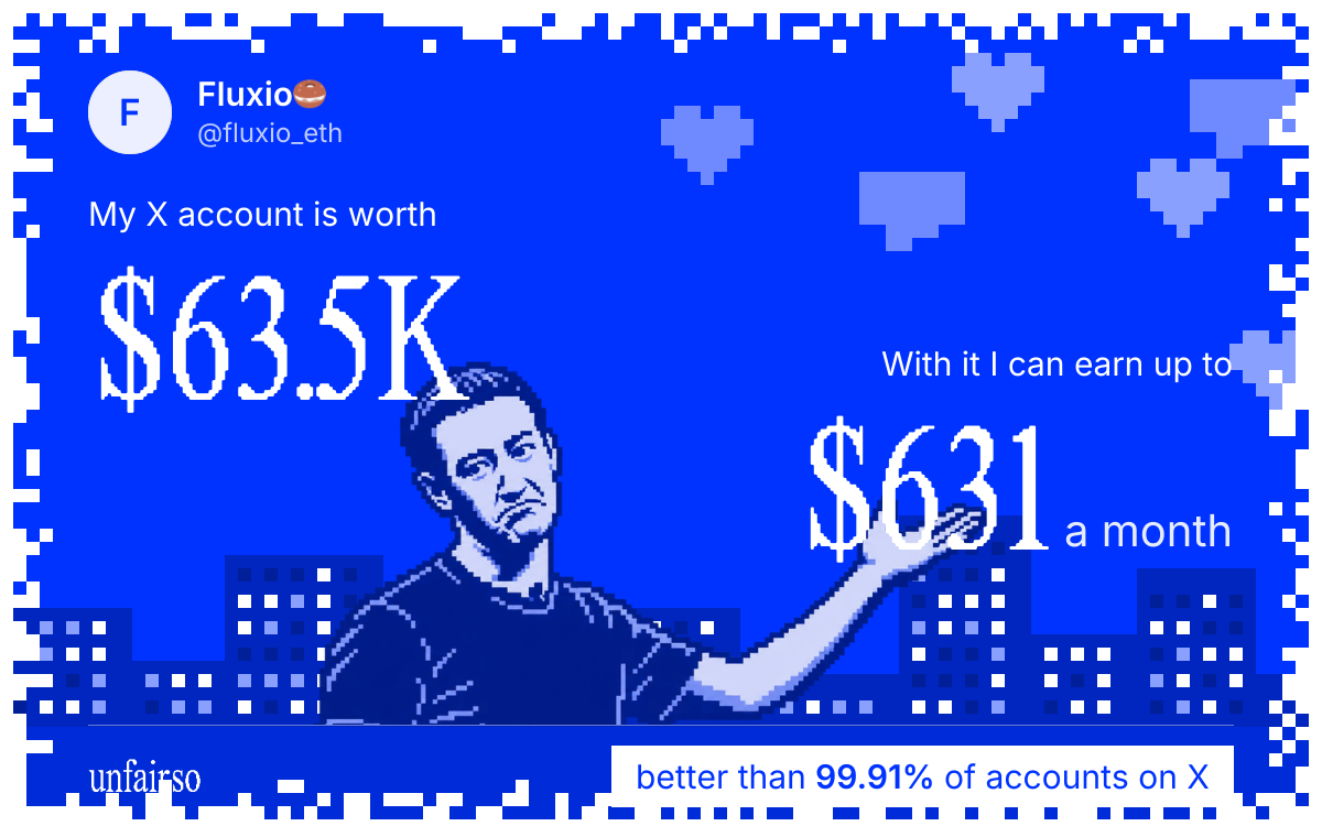 Fluxio๐ฅฏ's X account can earn up to $631 a month