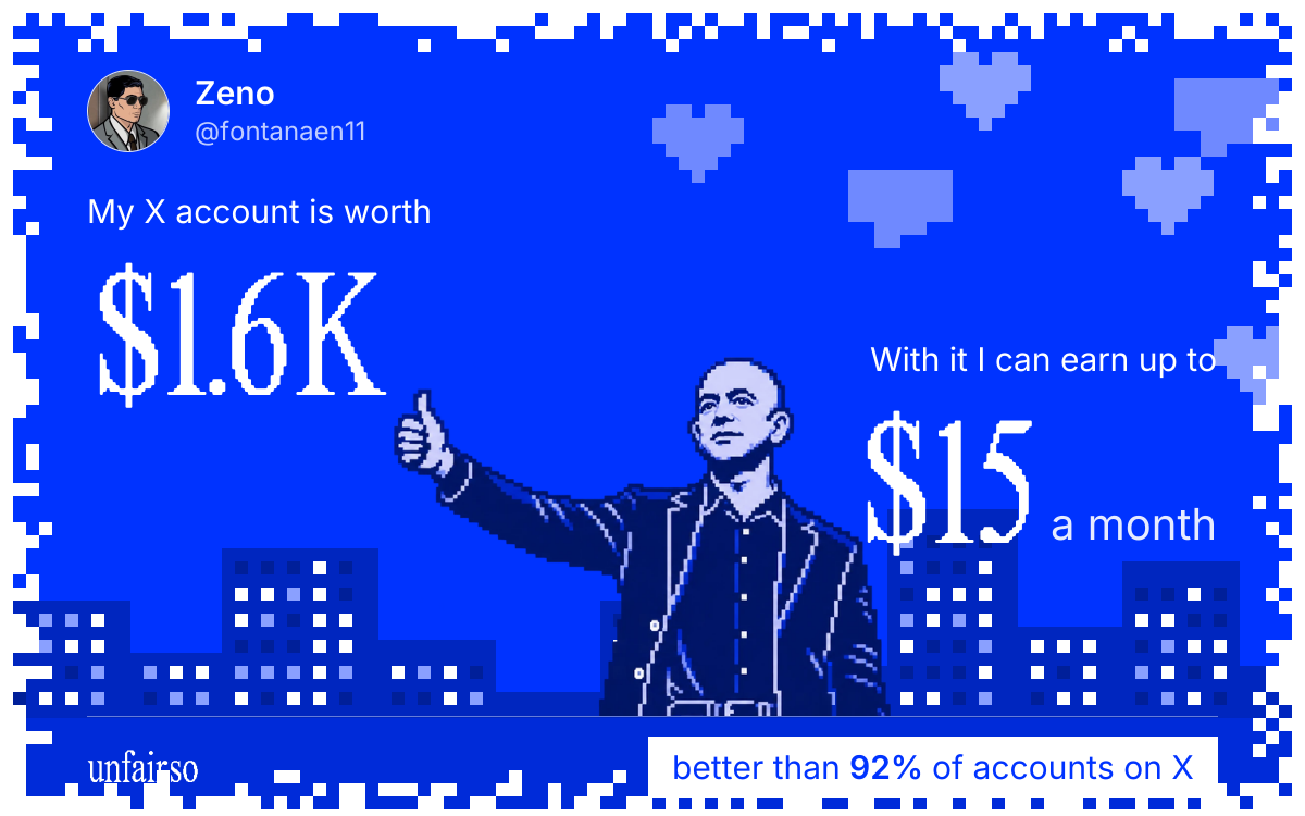 Zeno's X account can earn up to $15 a month