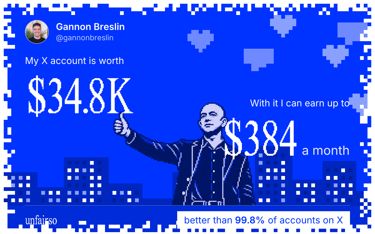 Gannon Breslin's X account can earn up to $384 a month