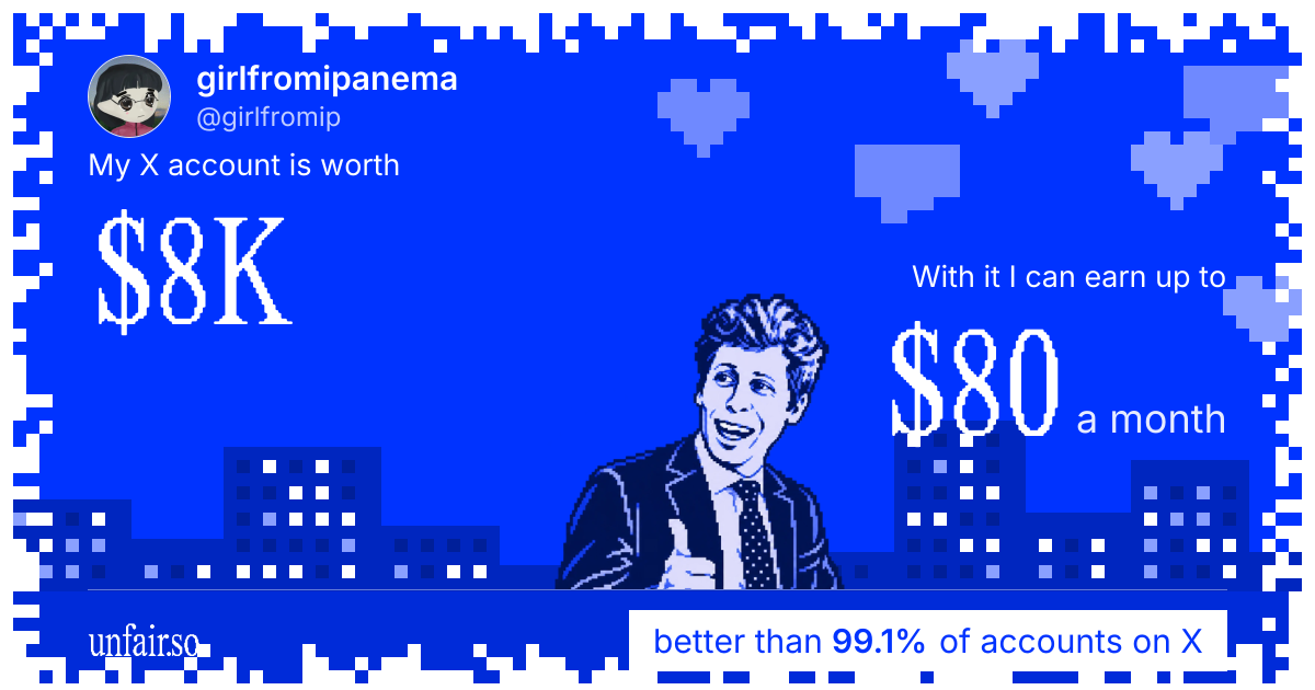 girlfromipanema's X account can earn up to $80 a month