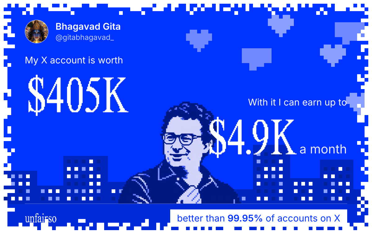 Bhagavad Gita's X account can earn up to $4.9K a month