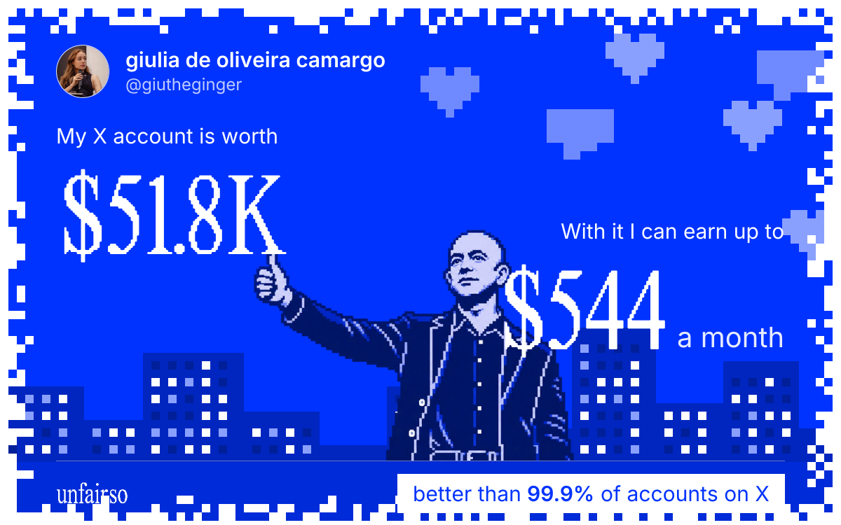 giulia de oliveira camargo's X account can earn up to $544 a month