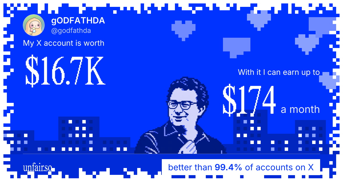 gODFATHDA's X account can earn up to $174 a month
