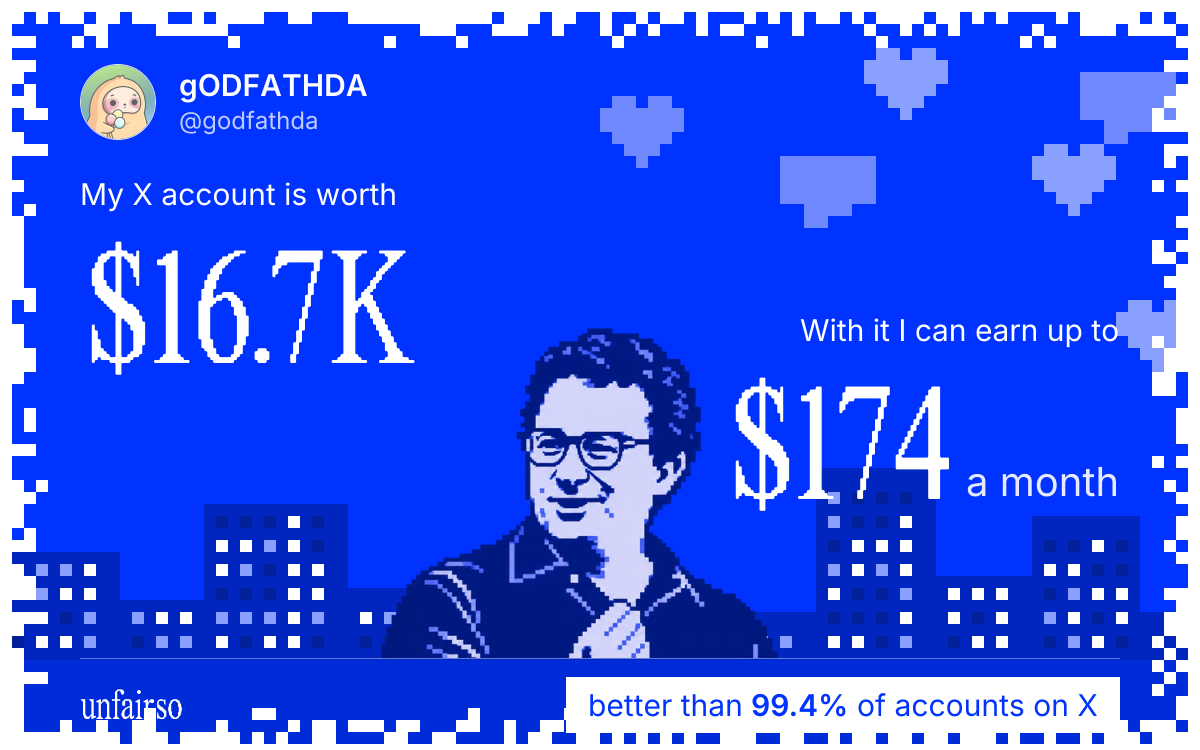 gODFATHDA's X account can earn up to $174 a month