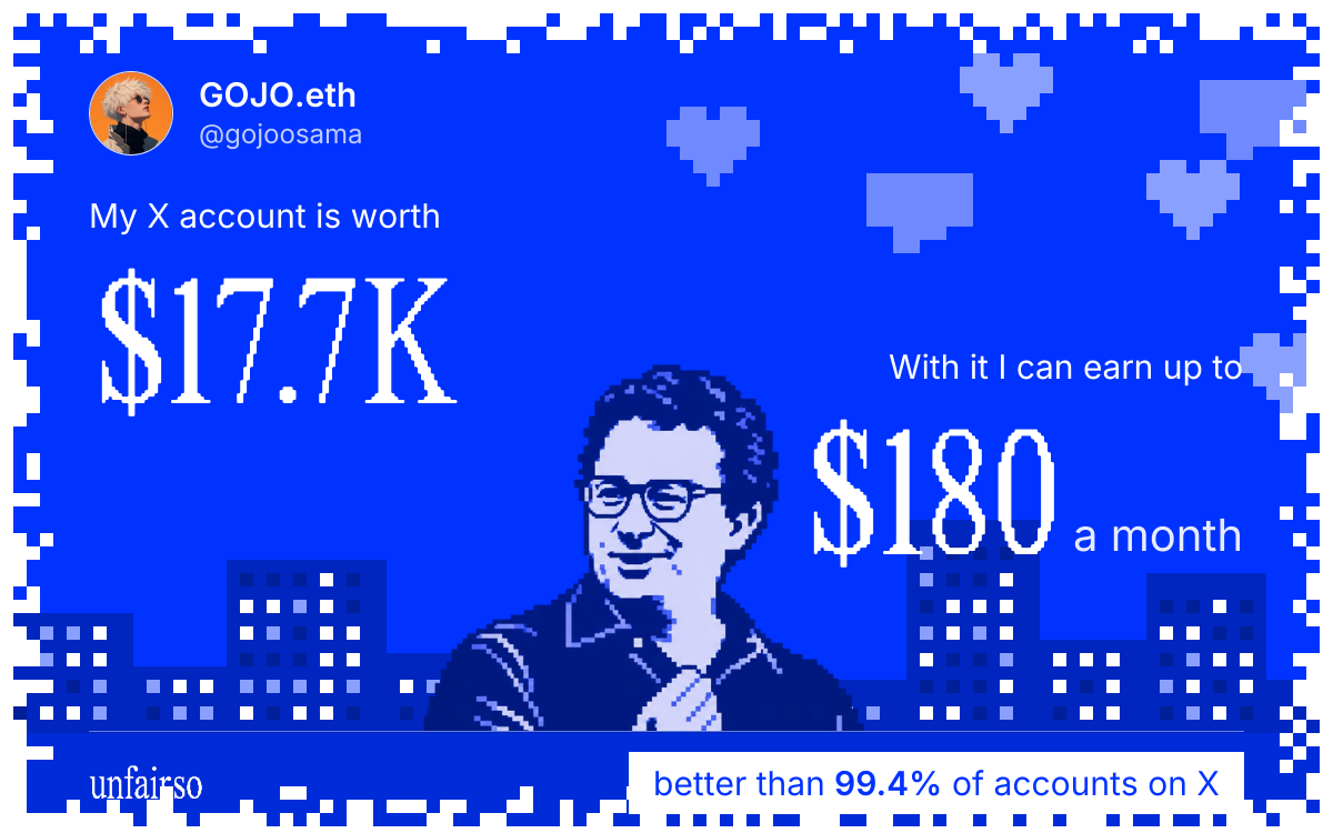 GOJO.eth's X account can earn up to $180 a month