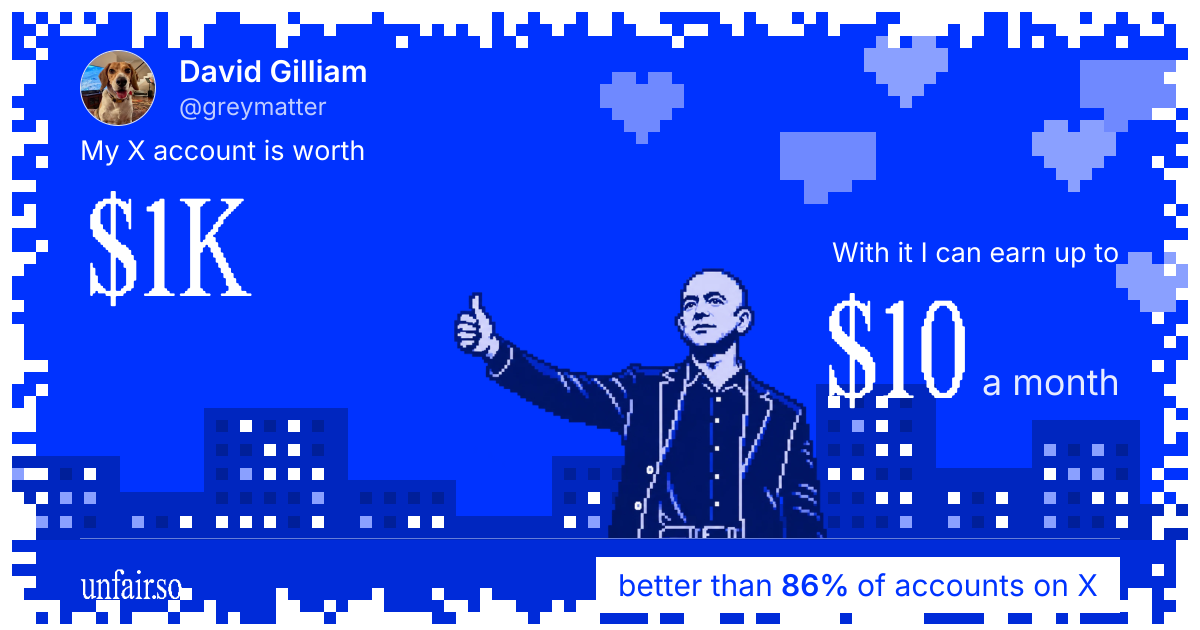 David Gilliam's X account can earn up to $10 a month