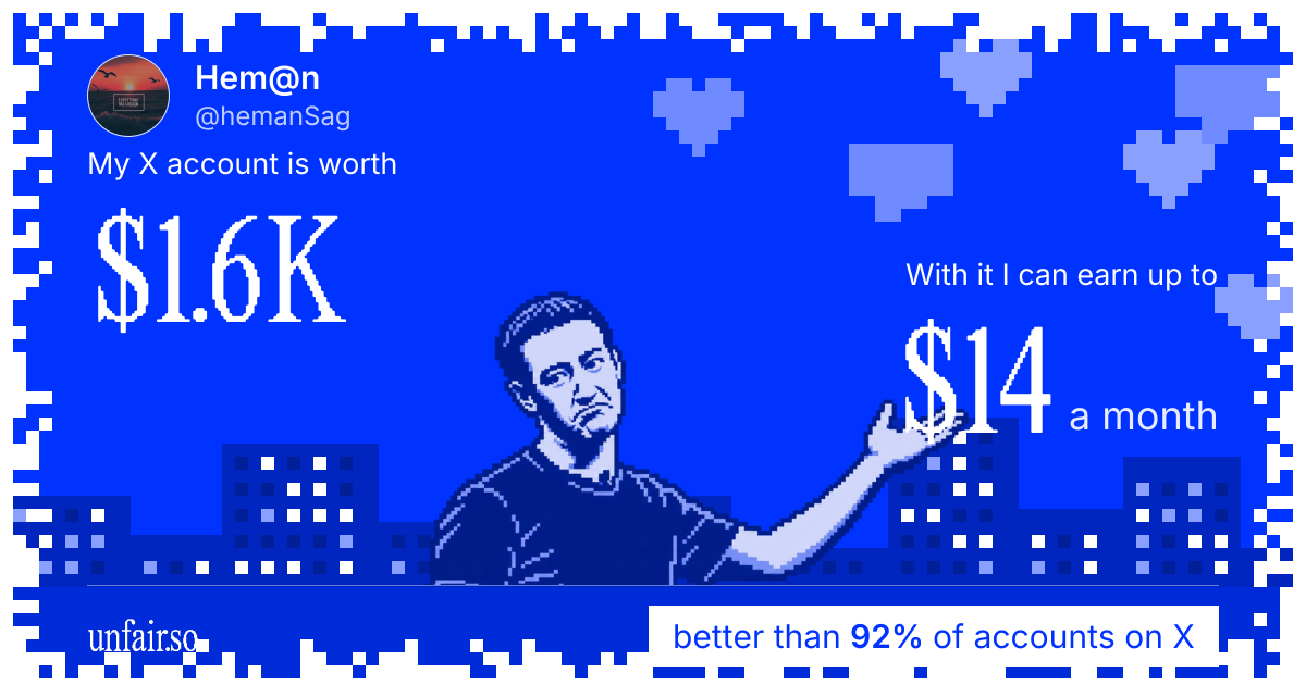 Hem@n's X account can earn up to $14 a month