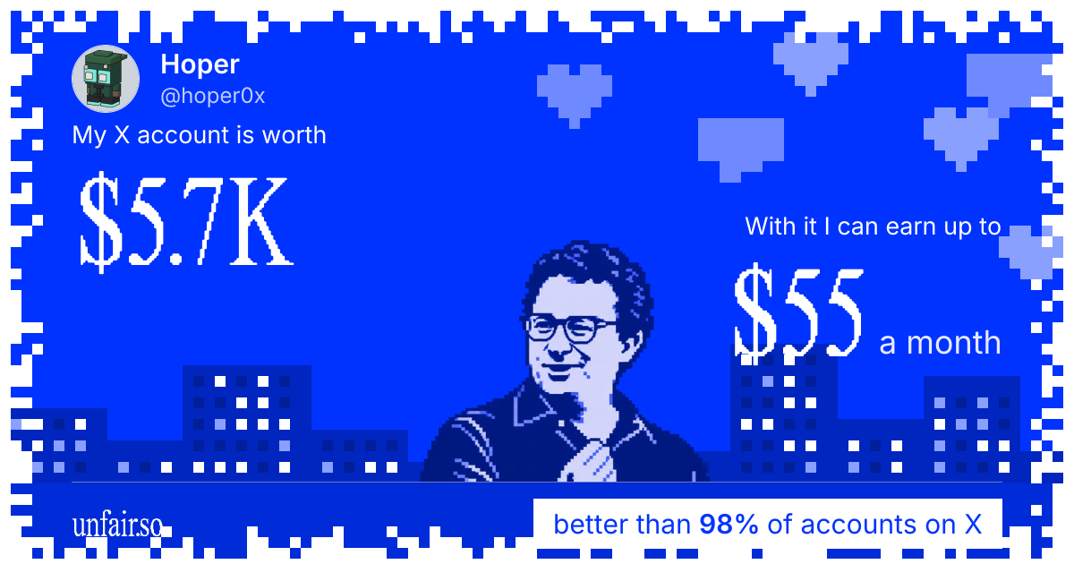Hoper's X account can earn up to $55 a month