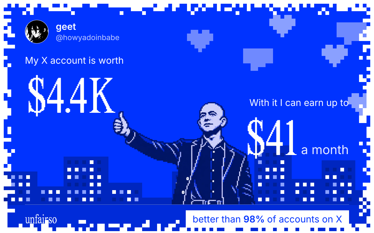 geet's X account can earn up to $41 a month