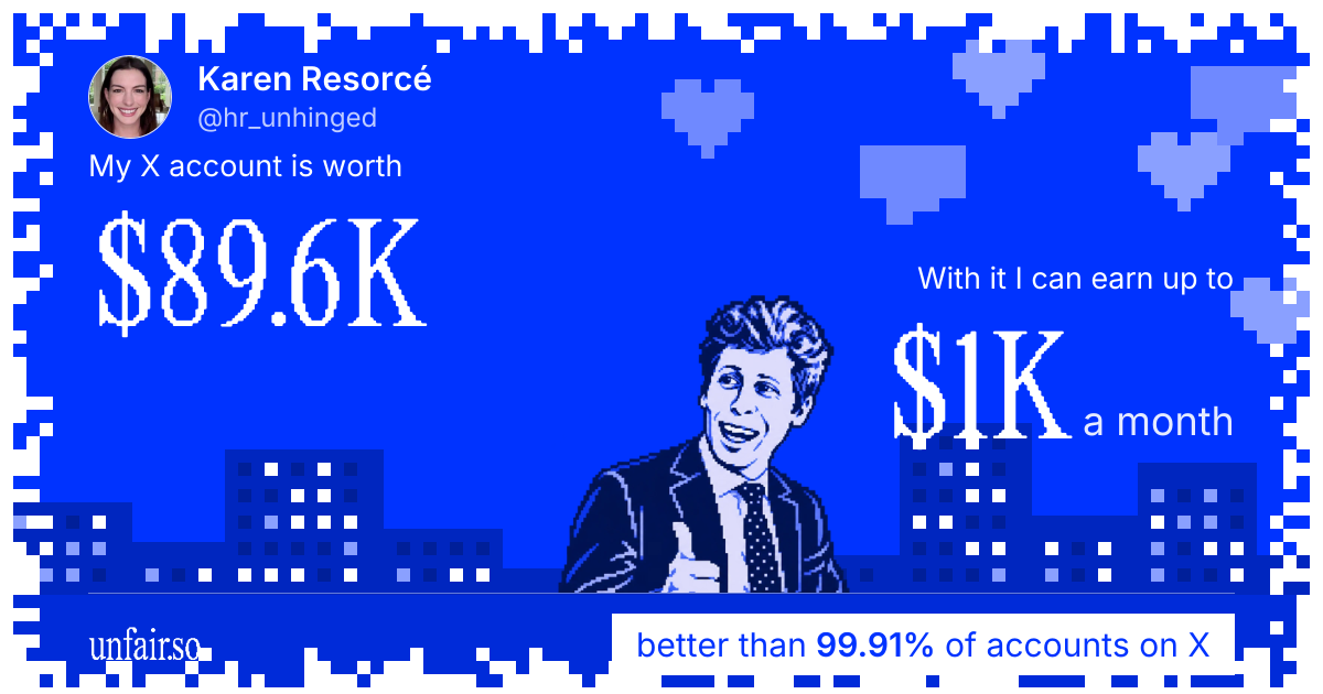 Karen Resorcé's X account can earn up to $1K a month
