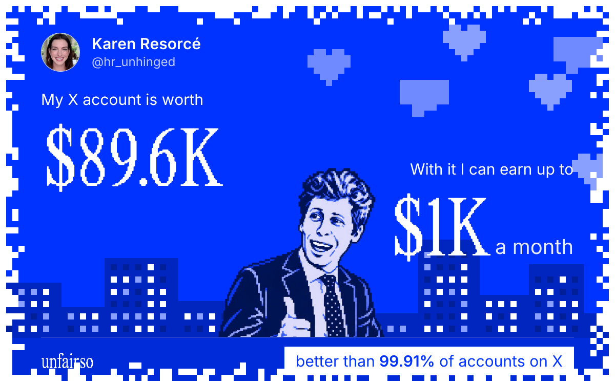 Karen Resorcé's X account can earn up to $1K a month