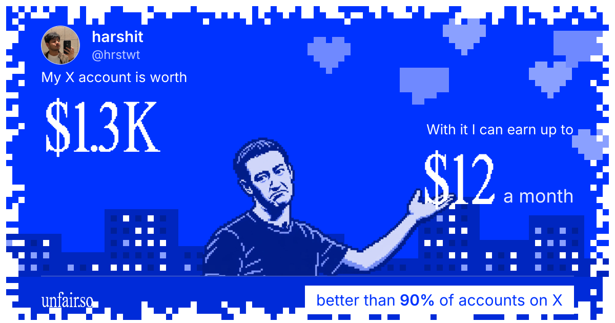 harshit's X account can earn up to $12 a month