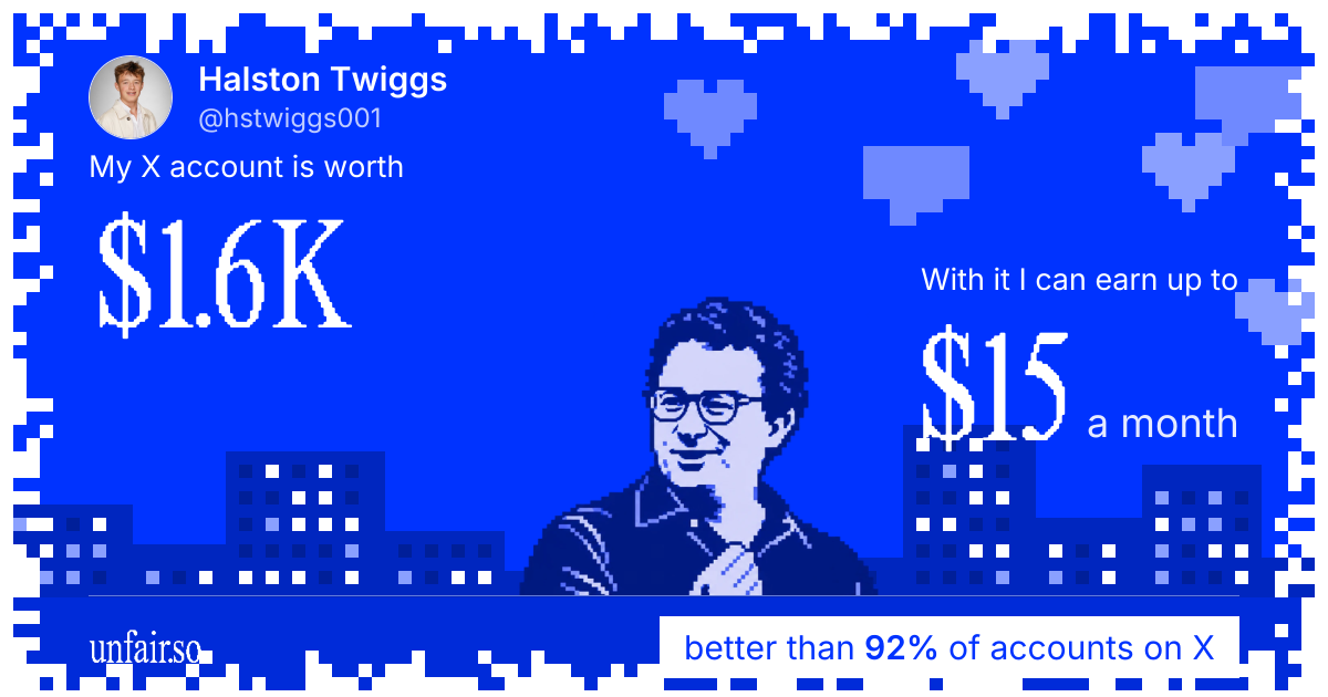Halston Twiggs's X account can earn up to $15 a month