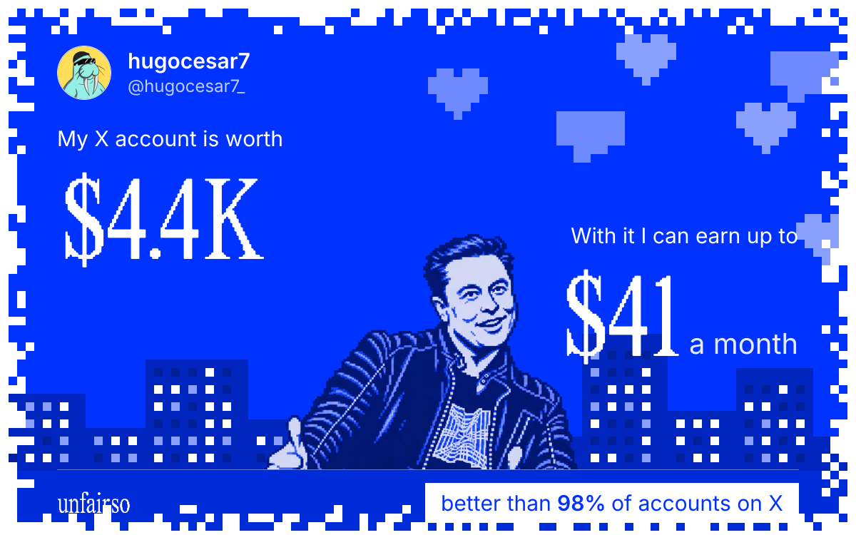 hugocesar7's X account can earn up to $41 a month