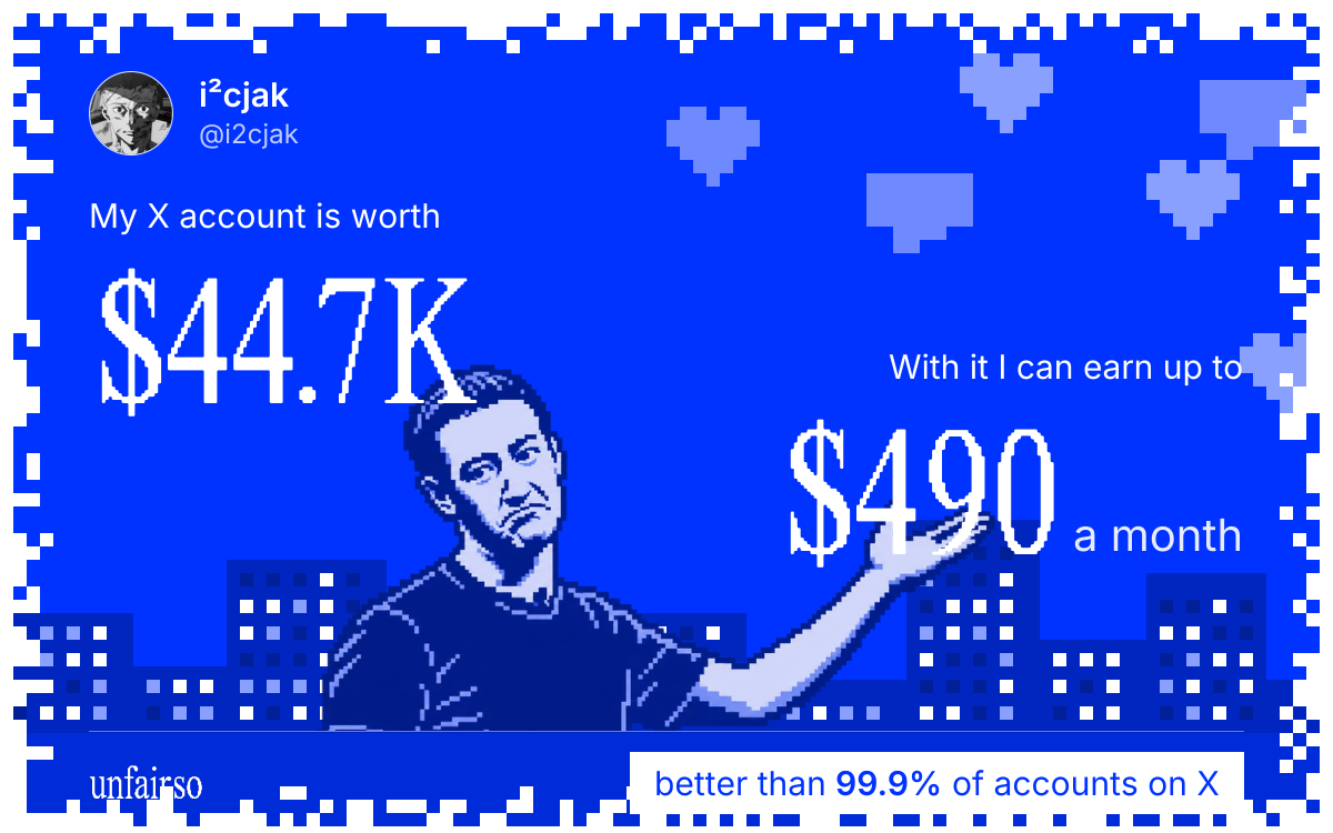 i²cjak's X account can earn up to $490 a month