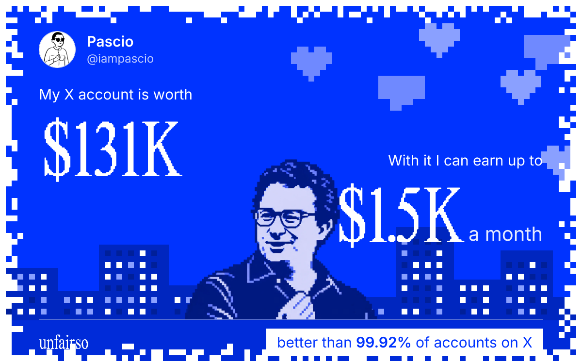 Pascio's X account can earn up to $1.5K a month