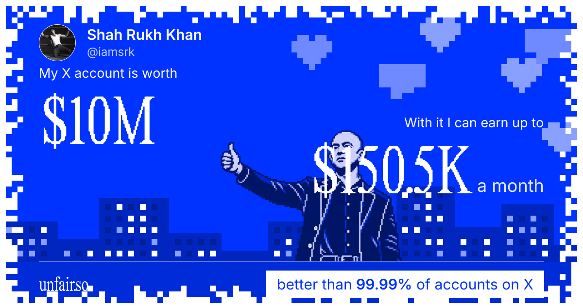 Shah Rukh Khan's X account can earn up to $150.5K a month
