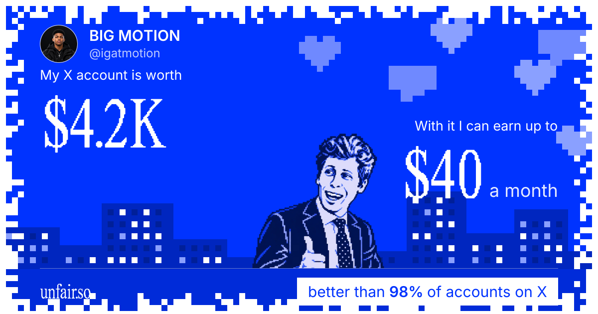 BIG MOTION's X account can earn up to $40 a month