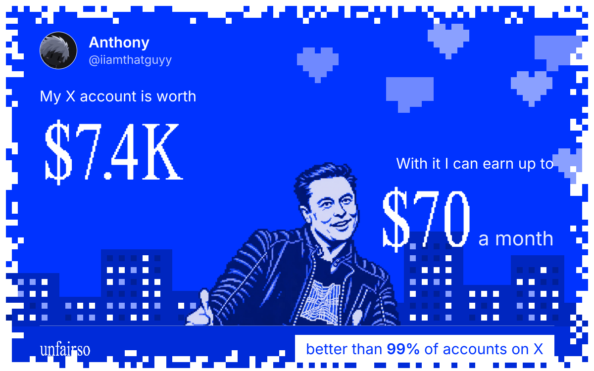 Anthony's X account can earn up to $70 a month