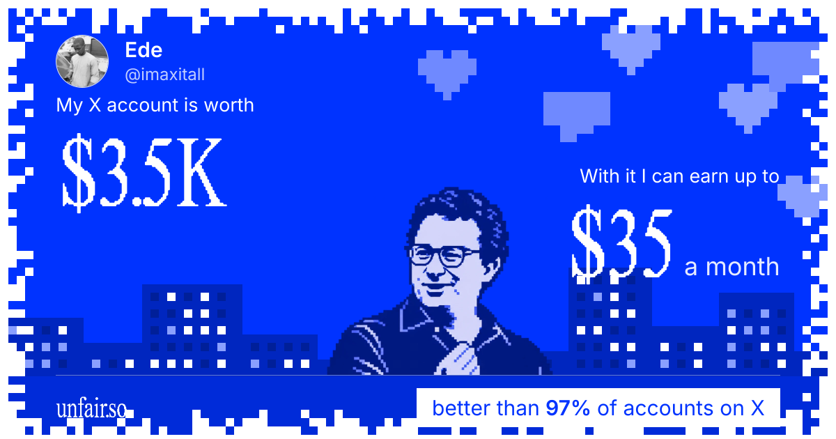 Ede's X account can earn up to $35 a month
