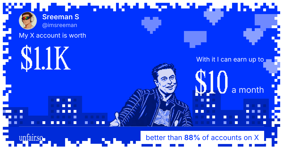 Sreeman S's X account can earn up to $10 a month