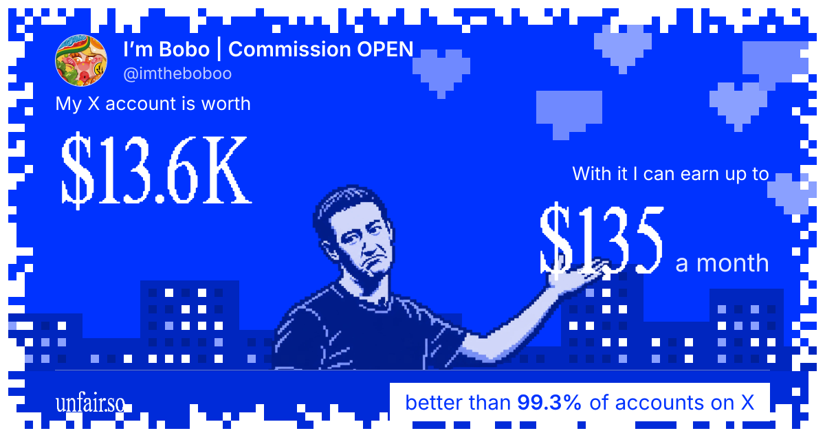 I’m Bobo | Commission OPEN's X account can earn up to $135 a month