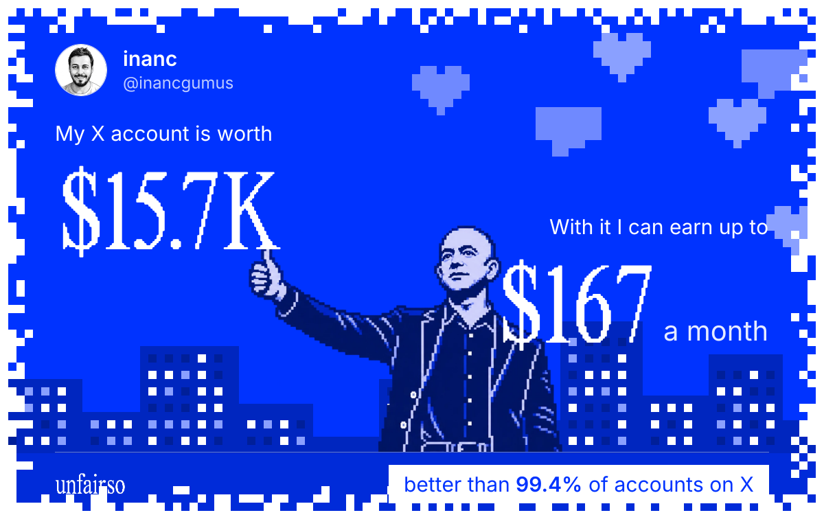 inanc's X account can earn up to $167 a month