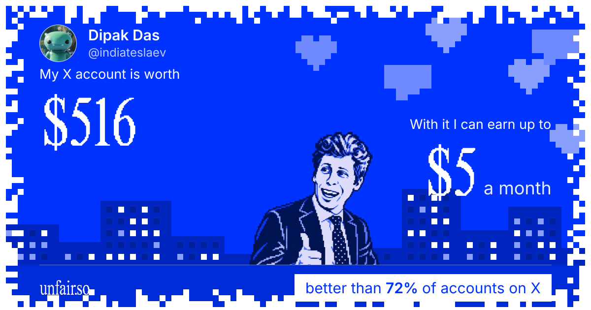 Dipak Das's X account can earn up to $5 a month