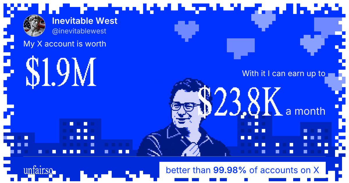Inevitable West's X account can earn up to $23.8K a month