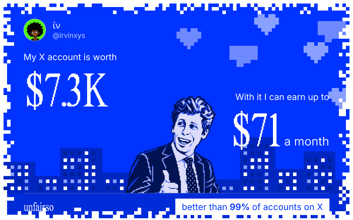 ίν's X account can earn up to $71 a month