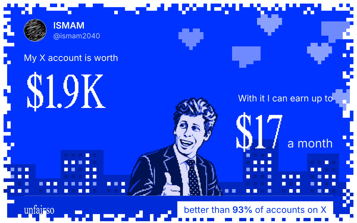 ISMAM's X account can earn up to $17 a month