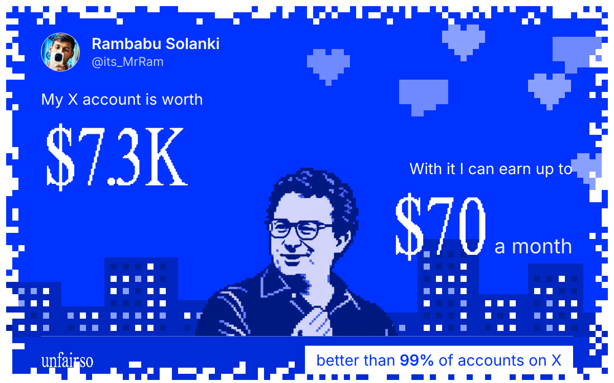 Rambabu Solanki's X account can earn up to $70 a month