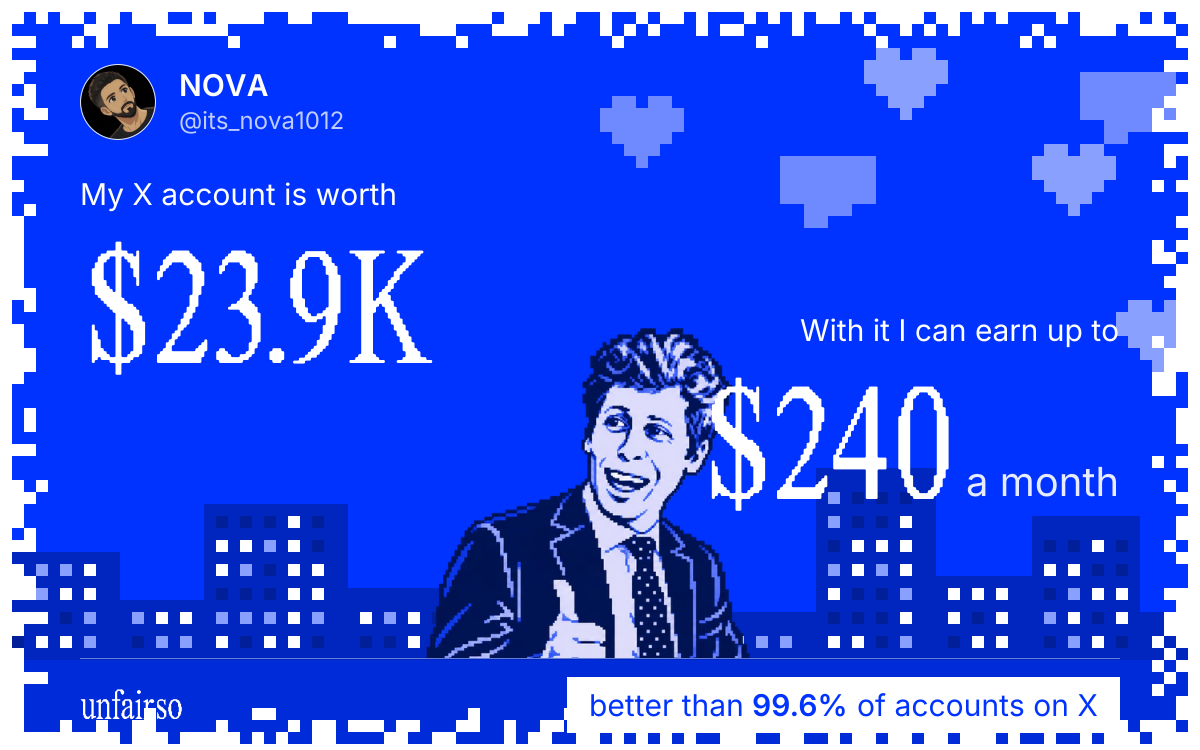 NOVA's X account can earn up to $240 a month