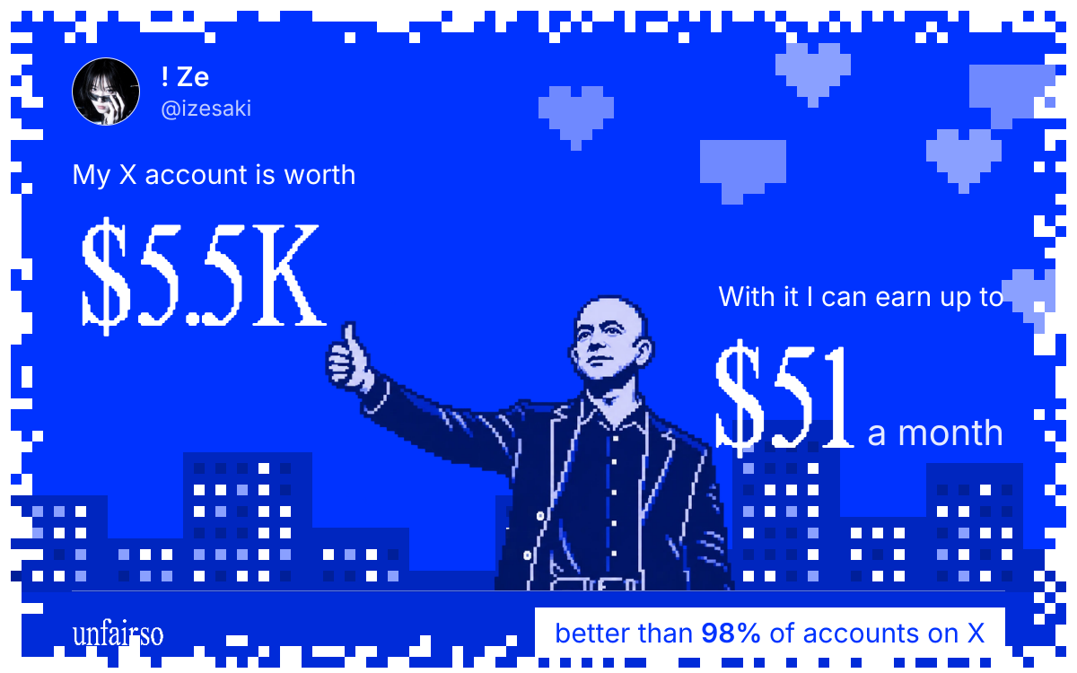 ! Ze's X account can earn up to $51 a month