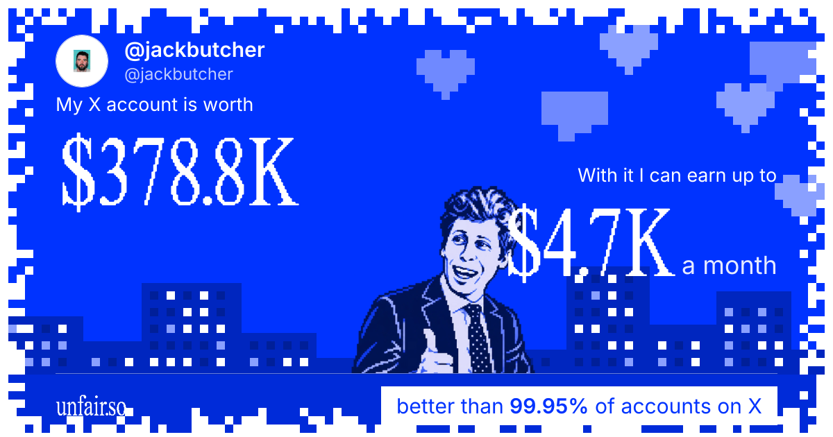 @jackbutcher's X account can earn up to $4.7K a month