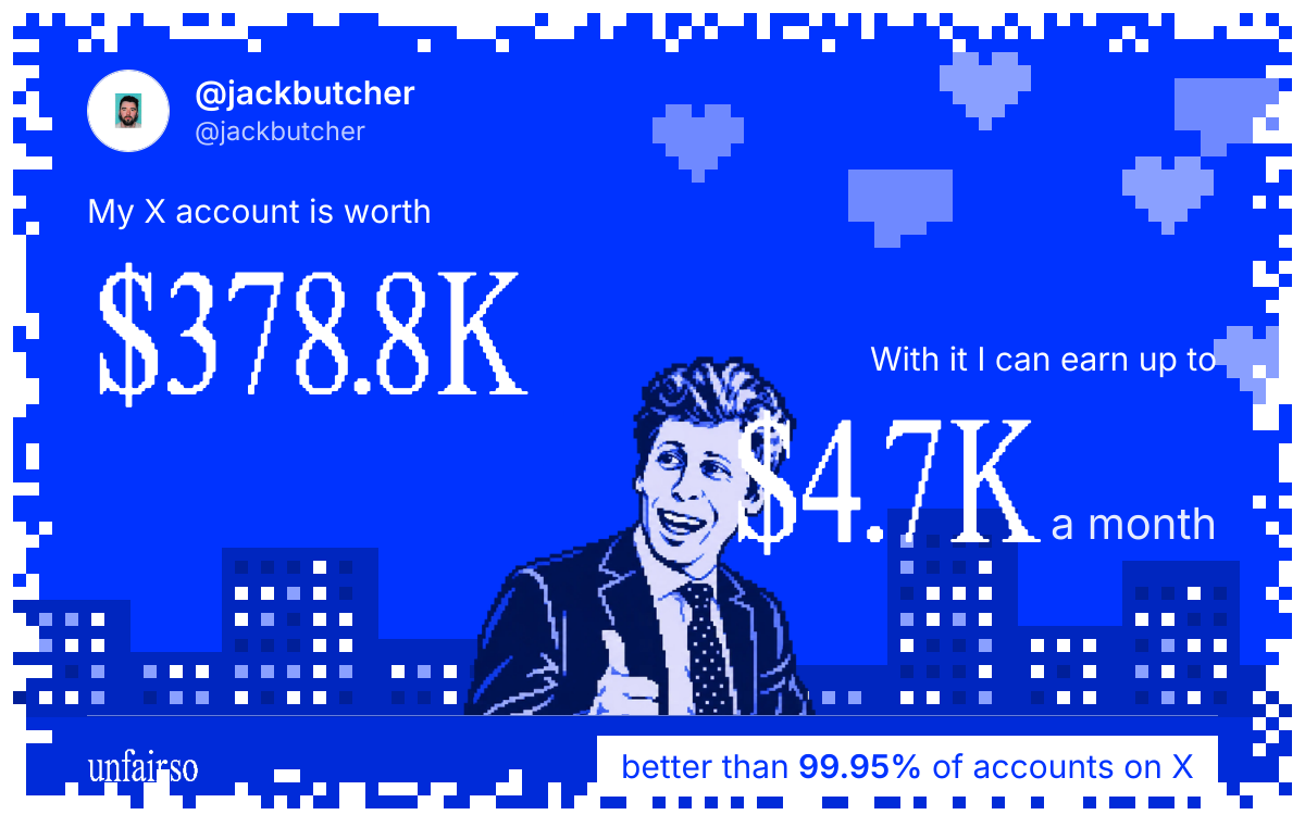 @jackbutcher's X account can earn up to $4.7K a month
