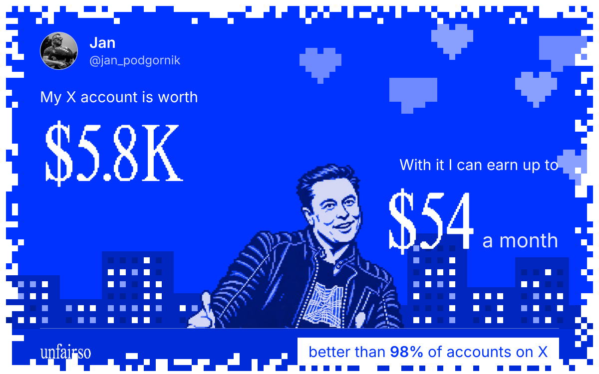 Jan's X account can earn up to $54 a month