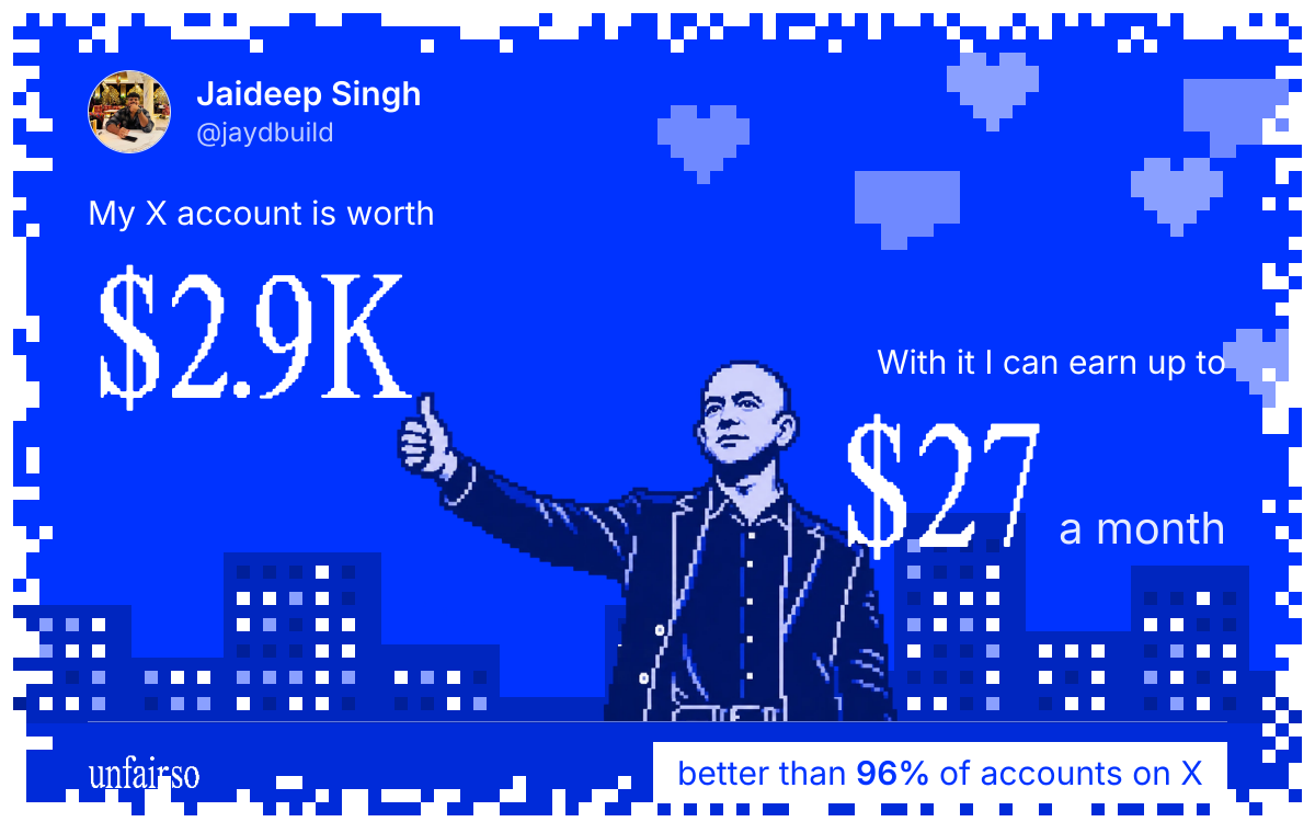 Jaideep Singh's X account can earn up to $27 a month