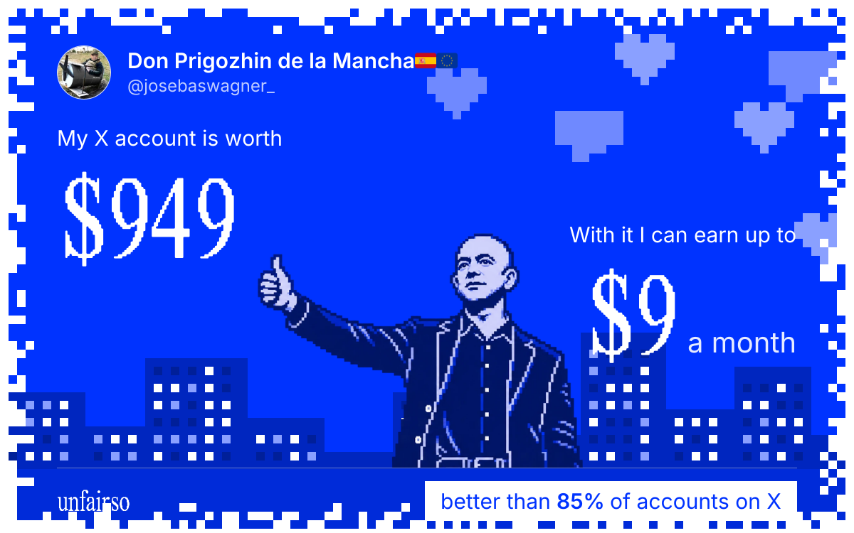 Don Prigozhin de la Mancha🇪🇸🇪🇺's X account can earn up to $9 a month