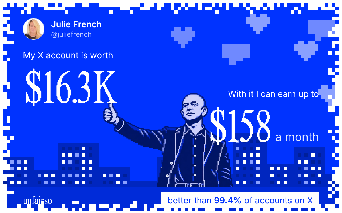 Julie French's X account can earn up to $158 a month