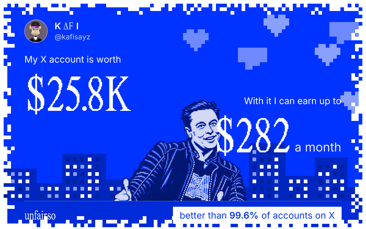 K โF I's X account can earn up to $282 a month
