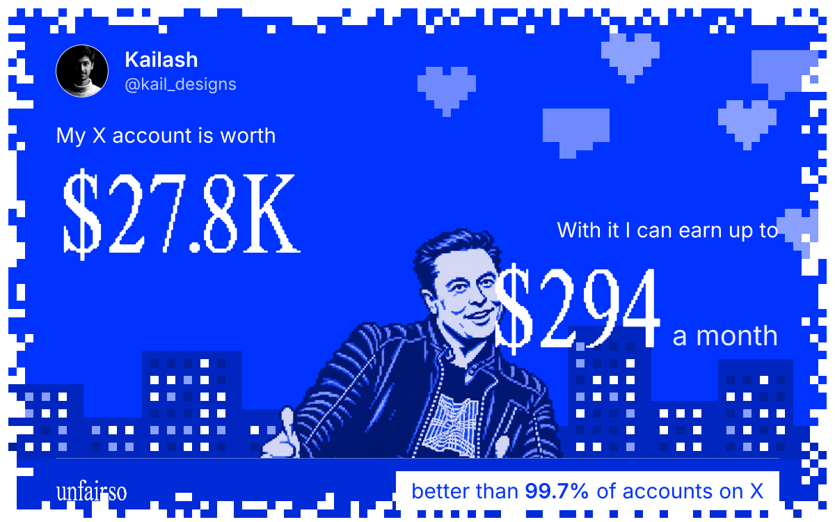 Kailash's X account can earn up to $294 a month