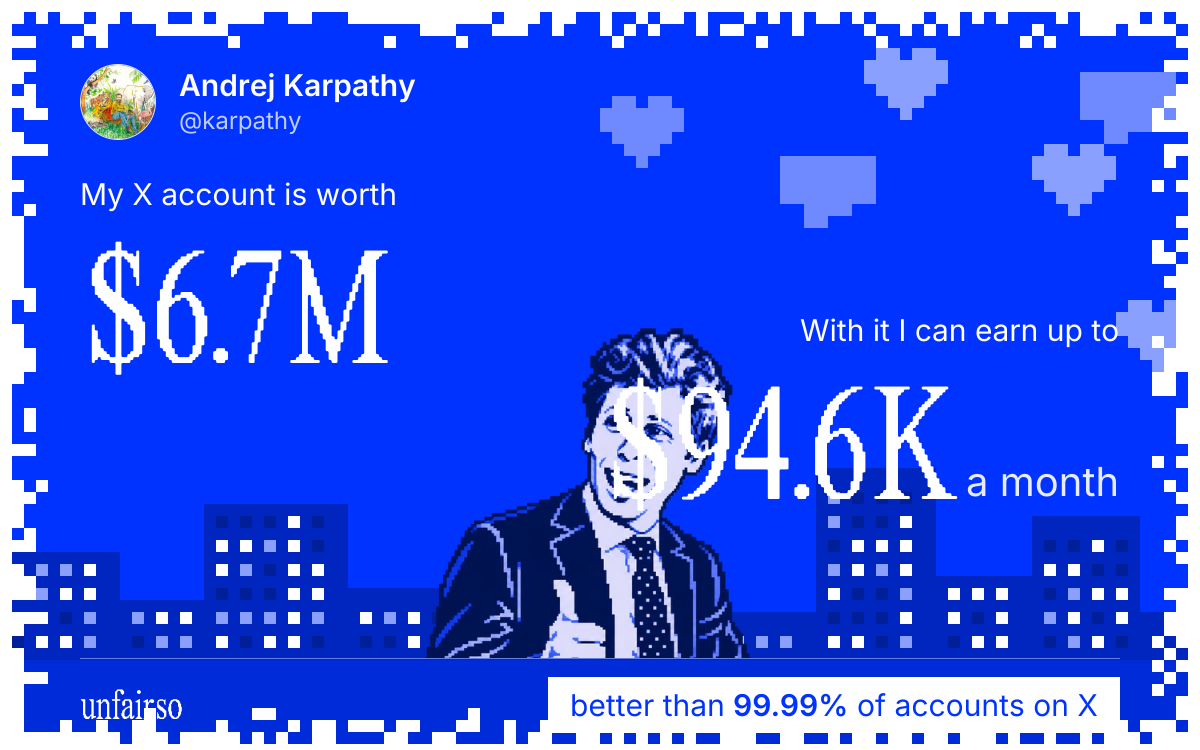 Andrej Karpathy's X account can earn up to $94.6K a month