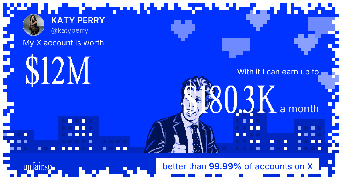 KATY PERRY's X account can earn up to $180.3K a month